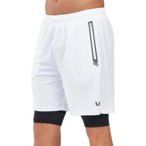 imageNORTHYARD Mens 2 in 1 Running Shorts Workout Gym Athletic Shorts with Liner Active Training Shorts with Zipper PocketsWhite