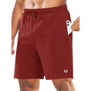 imageNORTHYARD Mens Athletic Running Shorts with Zip Pockets Workout Lightweight Sports Hiking Tennis Gym 7quot Quick Dry ShortsRed