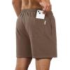 imageNORTHYARD Mens Athletic Running Cotton ShortsLounge Sweat Shorts with Zipper Pockets for WorkoutCoffee