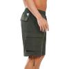 imageNORTHYARD Mens Casual Twill Cotton Cargo Shorts with Elastic Waist and 6 Pockets Work Cargo Shorts for MenArmygreen
