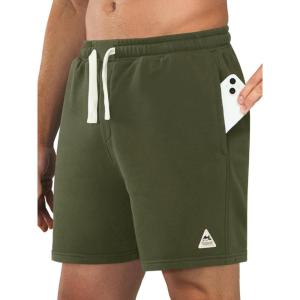 imageNORTHYARD Mens Athletic Running Cotton ShortsLounge Sweat Shorts with Zipper Pockets for WorkoutArmygreen