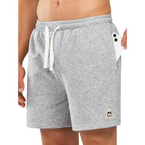 imageNORTHYARD Mens Athletic Running Cotton ShortsLounge Sweat Shorts with Zipper Pockets for WorkoutLight Heather