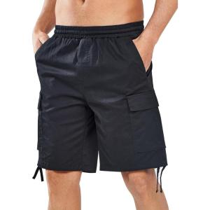 imageNORTHYARD Mens Casual Twill Cotton Cargo Shorts with Elastic Waist and 6 Pockets Work Cargo Shorts for MenBlack
