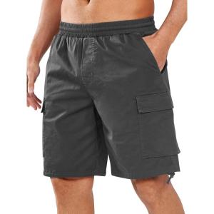 imageNORTHYARD Mens Casual Twill Cotton Cargo Shorts with Elastic Waist and 6 Pockets Work Cargo Shorts for MenDarkgrey