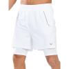 imageNORTHYARD Mens Workout Shorts 2 in 1 with Zipper Pockets Gym Running Athletic Shorts for MenWhite