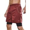 imageNORTHYARD Mens Workout Shorts 2 in 1 with Zipper Pockets Gym Running Athletic Shorts for MenWine