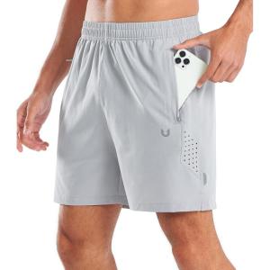 imageNORTHYARD Mens 5 Inch Inseam Running Gym Shorts Quick Dry Athletic Shorts for Men Active Workout Sport with Zip PocketsLightgrey