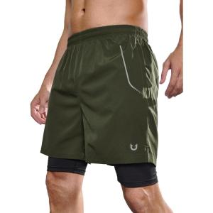 imageNORTHYARD Mens Workout Shorts 2 in 1 with Zipper Pockets Gym Running Athletic Shorts for MenArmygreen