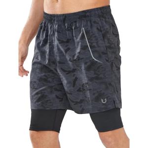 imageNORTHYARD Mens Workout Shorts 2 in 1 with Zipper Pockets Gym Running Athletic Shorts for MenCamoblack