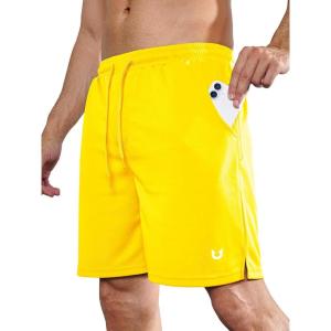 imageNORTHYARD Mens Athletic Gym Shorts 7 Quick Dry Running Workout Basketball Shorts Tennis Lightweight MeshGold