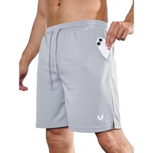 imageNORTHYARD Mens Athletic Gym Shorts 7 Quick Dry Running Workout Basketball Shorts Tennis Lightweight MeshLightgrey