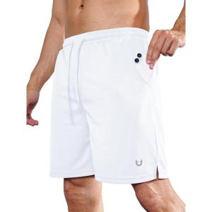 imageNORTHYARD Mens Athletic Gym Shorts 7 Quick Dry Running Workout Basketball Shorts Tennis Lightweight MeshWhite