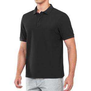 imageNORTHYARD Mens Cotton Polo Shirts Short Sleeve Knitted Golf Shirt Casual Classic Polos TShirtBlack