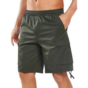 imageNORTHYARD Mens Casual Cotton Cargo Shorts with Elastic Waist and 6 Pockets Work Bermuda Shorts for MenArmygreen