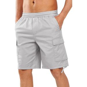 imageNORTHYARD Mens Casual Cotton Cargo Shorts with Elastic Waist and 6 Pockets Work Bermuda Shorts for MenLightgrey