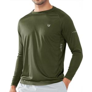 imageNORTHYARD Mens Sun Protection UPF 50 Shirts Long Sleeve Swim Rash Guard Shirt Workout Running Athletic Gym UV Fish HikingArmygreen