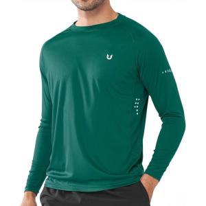imageNORTHYARD Mens Sun Protection UPF 50 Shirts Long Sleeve Swim Rash Guard Shirt Workout Running Athletic Gym UV Fish HikingEvergreen