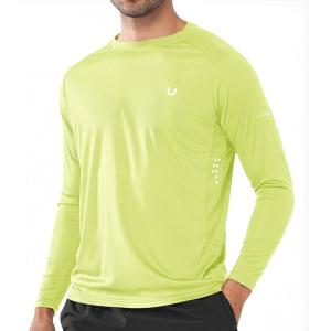 imageNORTHYARD Mens Sun Protection UPF 50 Shirts Long Sleeve Swim Rash Guard Shirt Workout Running Athletic Gym UV Fish HikingLemonyellow