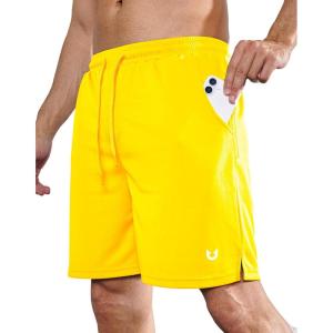imageNORTHYARD Mens Athletic Running Shorts 7 Workout Gym Short Quick Dry Lightweight Tennis Basketball with Zipper PocketsGold