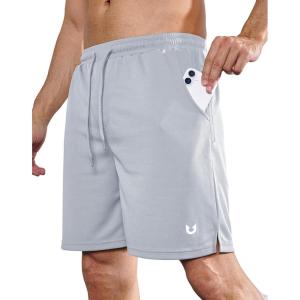 imageNORTHYARD Mens Athletic Running Shorts 7 Workout Gym Short Quick Dry Lightweight Tennis Basketball with Zipper PocketsLightgrey