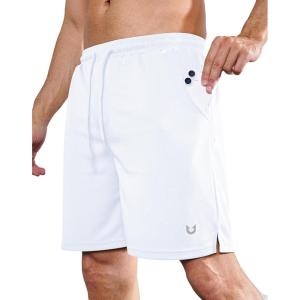 imageNORTHYARD Mens Athletic Running Shorts 7 Workout Gym Short Quick Dry Lightweight Tennis Basketball with Zipper PocketsWhite