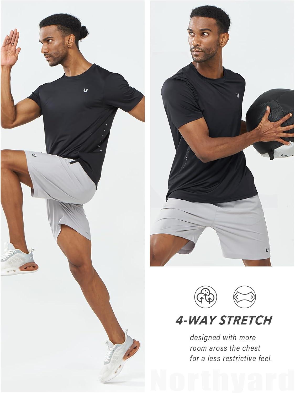 imageNORTHYARD Mens Athletic Gym TShirtsWorkout Running Breathable ShortSleeve Sports Performance Shirts Top TeeBlack