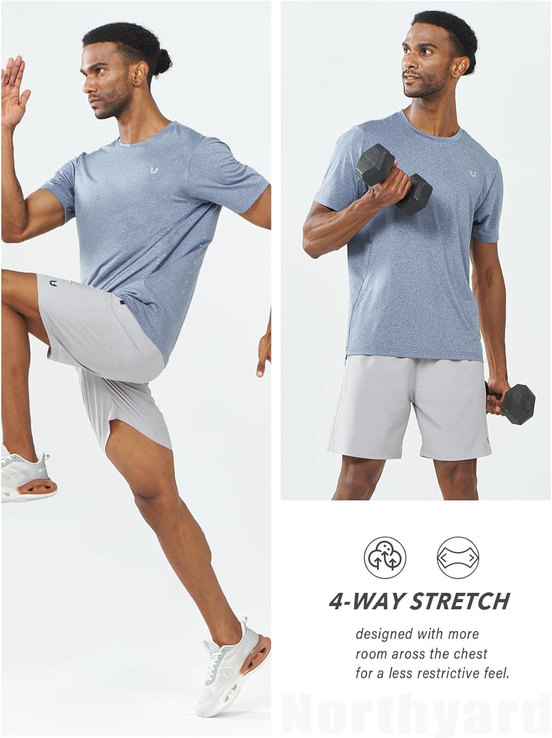 imageNORTHYARD Mens Athletic Gym TShirtsWorkout Running Breathable ShortSleeve Sports Performance Shirts Top TeeBlue Heather
