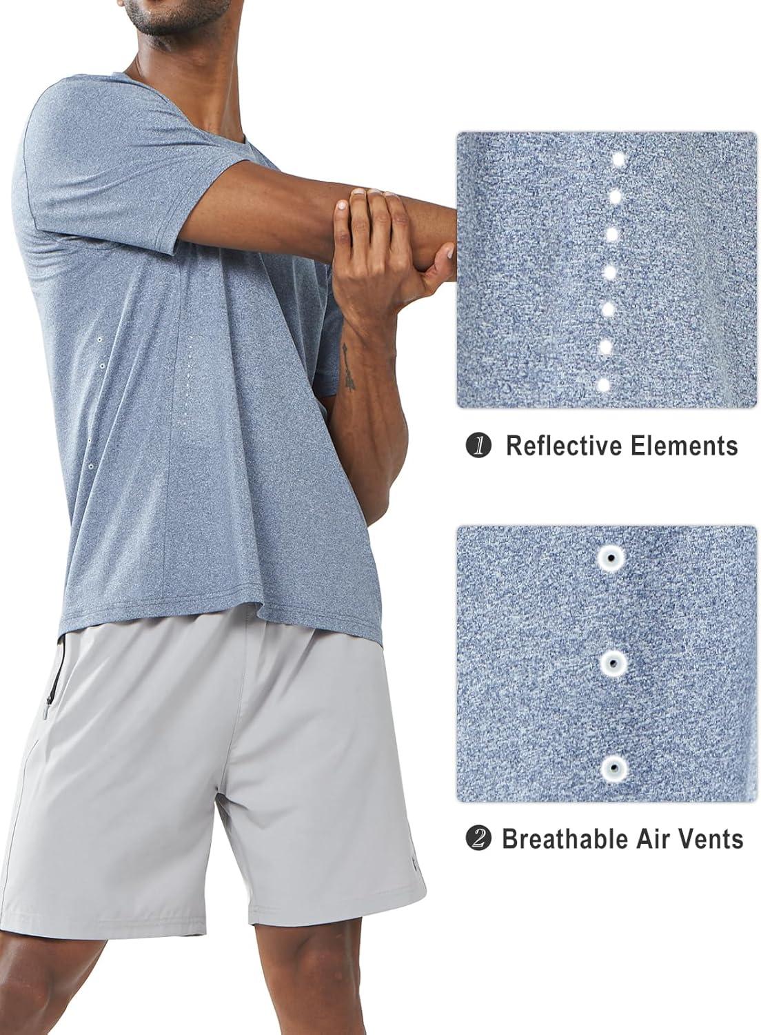 imageNORTHYARD Mens Athletic Gym TShirtsWorkout Running Breathable ShortSleeve Sports Performance Shirts Top TeeBlue Heather