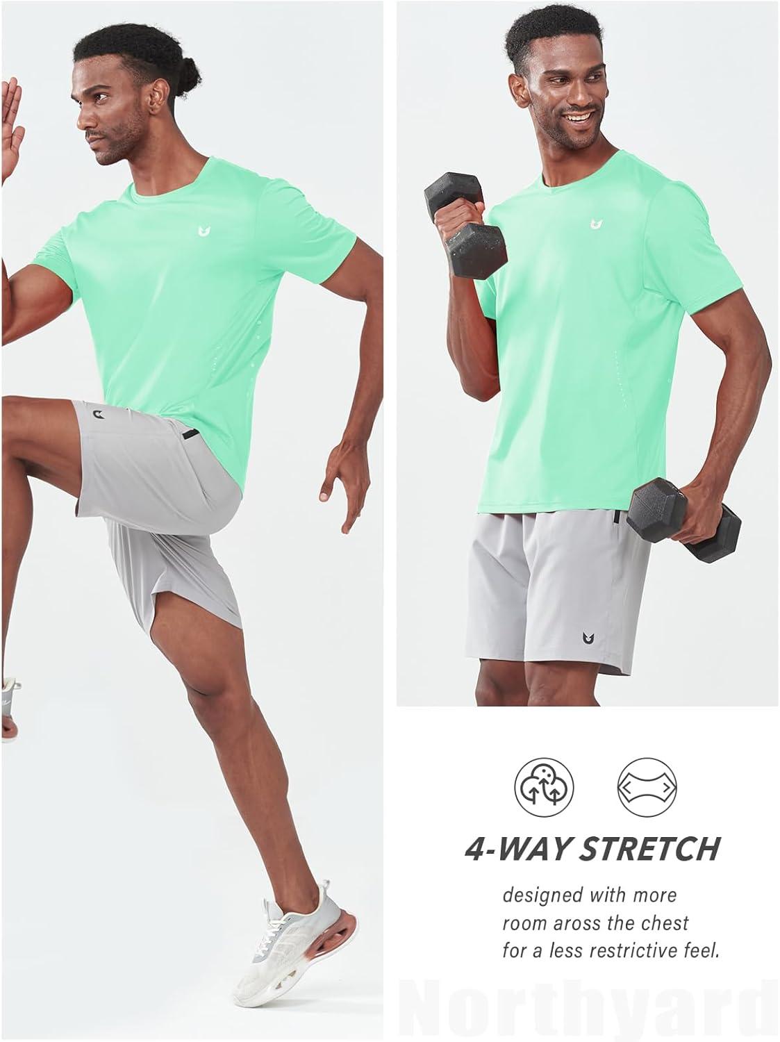 imageNORTHYARD Mens Athletic Gym TShirtsWorkout Running Breathable ShortSleeve Sports Performance Shirts Top TeeMintgreen