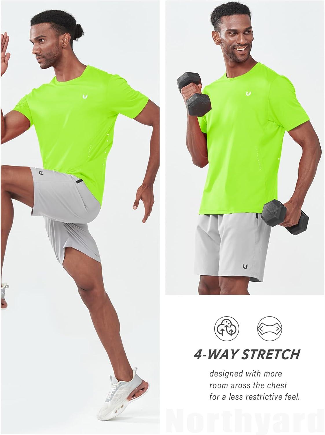 imageNORTHYARD Mens Athletic Gym TShirtsWorkout Running Breathable ShortSleeve Sports Performance Shirts Top TeeNeongreen