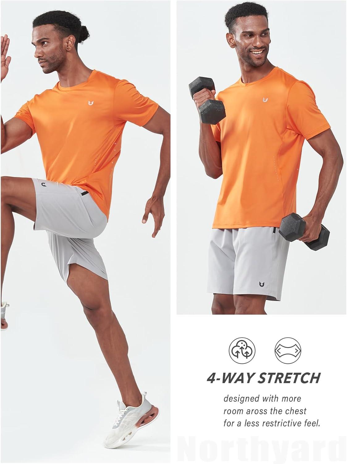imageNORTHYARD Mens Athletic Gym TShirtsWorkout Running Breathable ShortSleeve Sports Performance Shirts Top TeeOrange