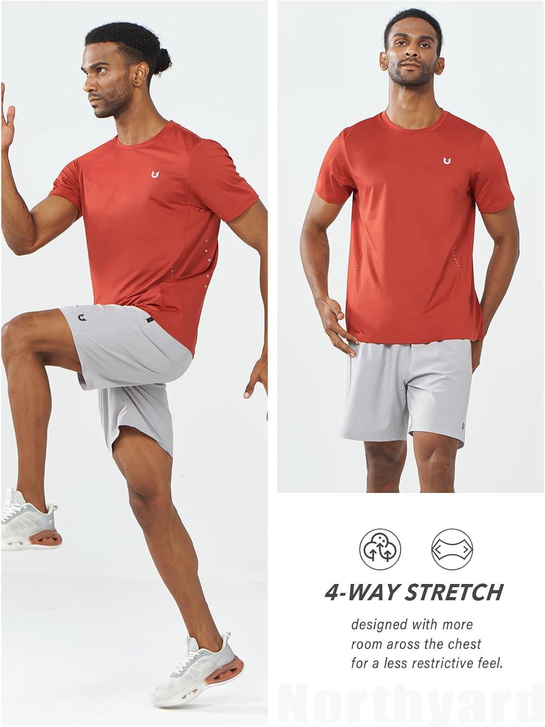 imageNORTHYARD Mens Athletic Gym TShirtsWorkout Running Breathable ShortSleeve Sports Performance Shirts Top TeeRed