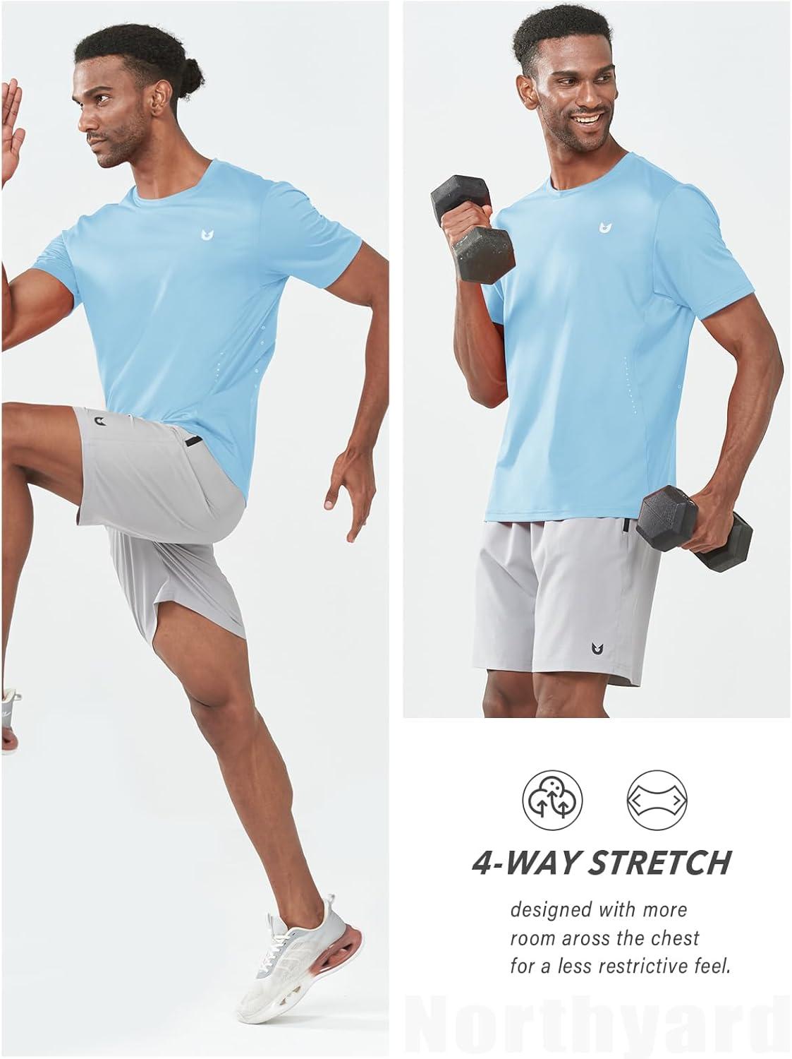 imageNORTHYARD Mens Athletic Gym TShirtsWorkout Running Breathable ShortSleeve Sports Performance Shirts Top TeeSkyblue