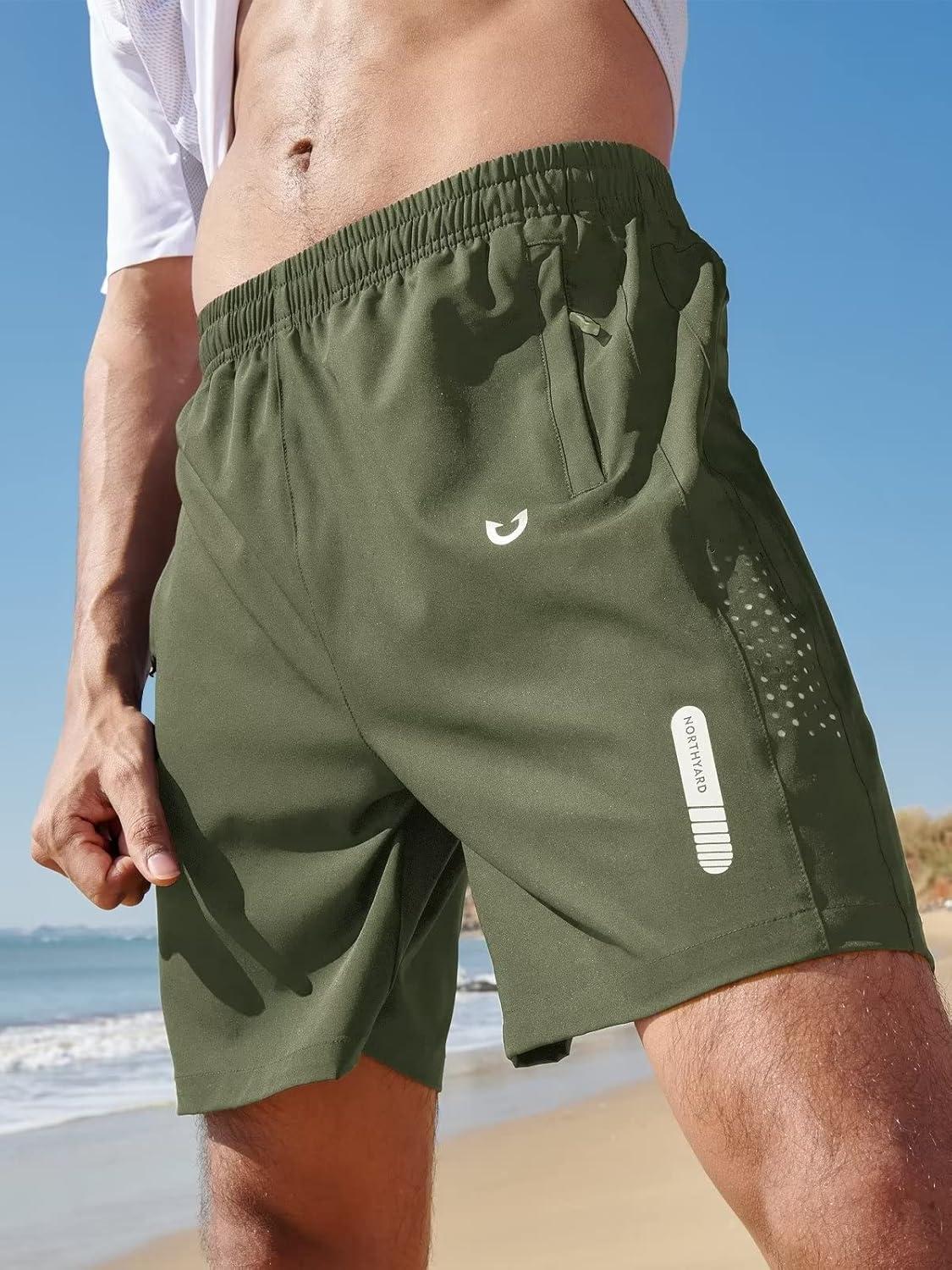 imageNORTHYARD Mens Athletic Running Shorts Quick Dry Workout Shorts 7quot 5quot 9quot Lightweight Sports Gym Basketball Tennis HikingArmygreen