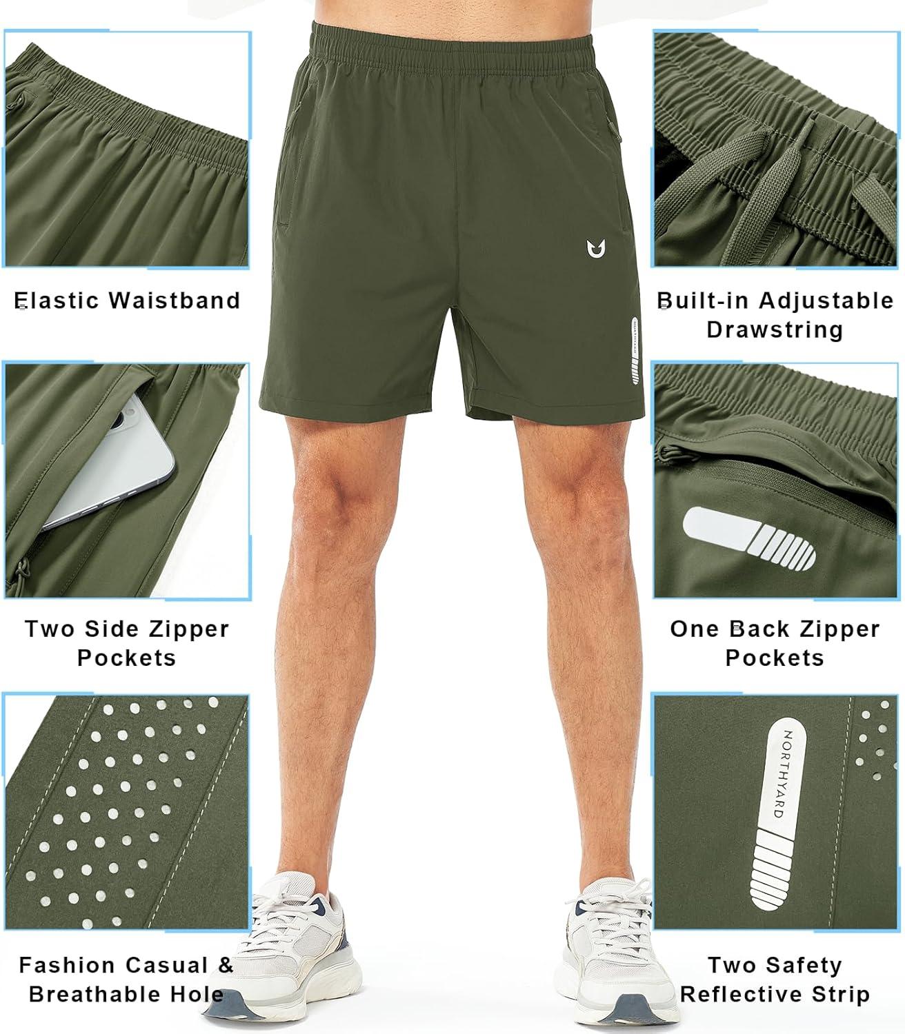 imageNORTHYARD Mens Athletic Running Shorts Quick Dry Workout Shorts 7quot 5quot 9quot Lightweight Sports Gym Basketball Tennis HikingArmygreen