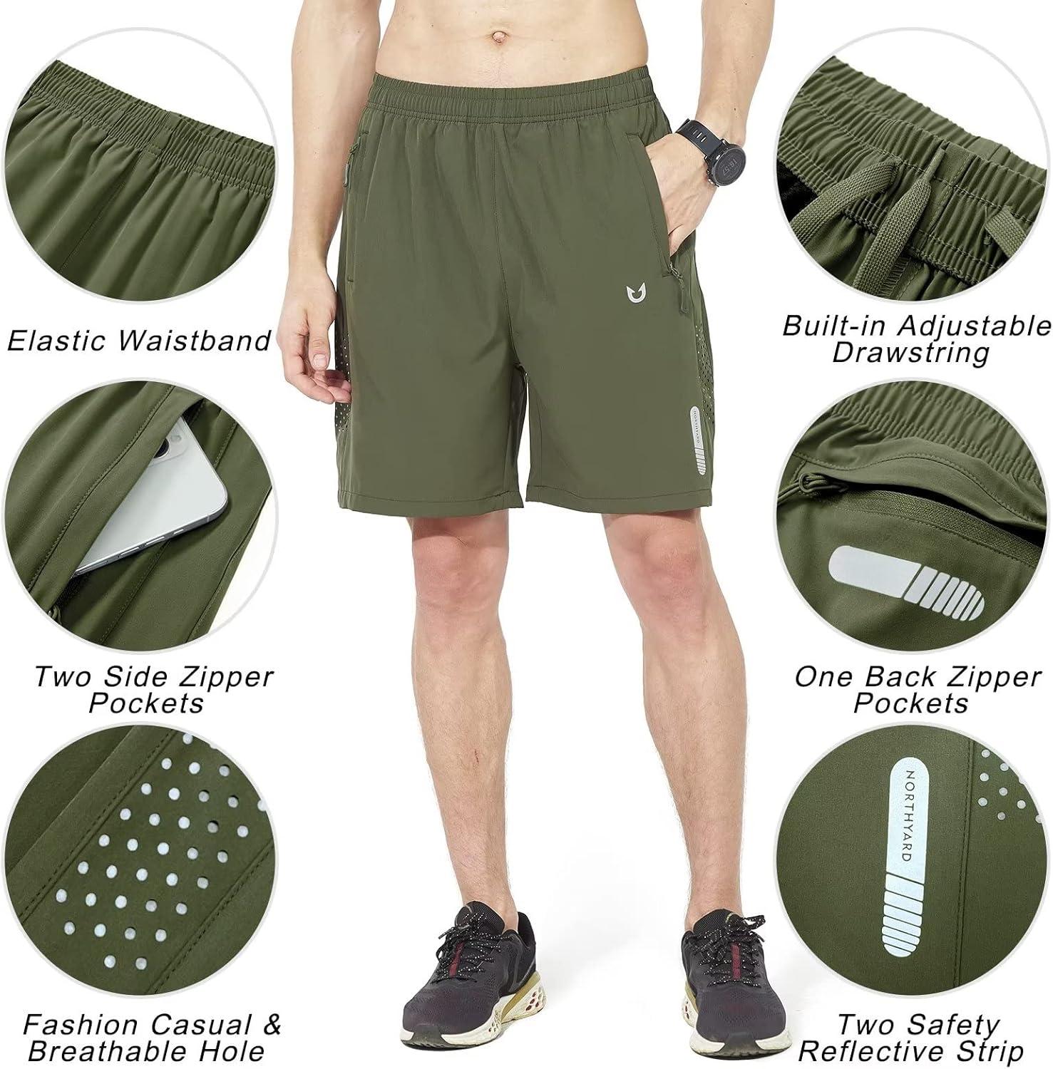 imageNORTHYARD Mens Athletic Running Shorts Quick Dry Workout Shorts 7quot 5quot 9quot Lightweight Sports Gym Basketball Tennis HikingArmygreen
