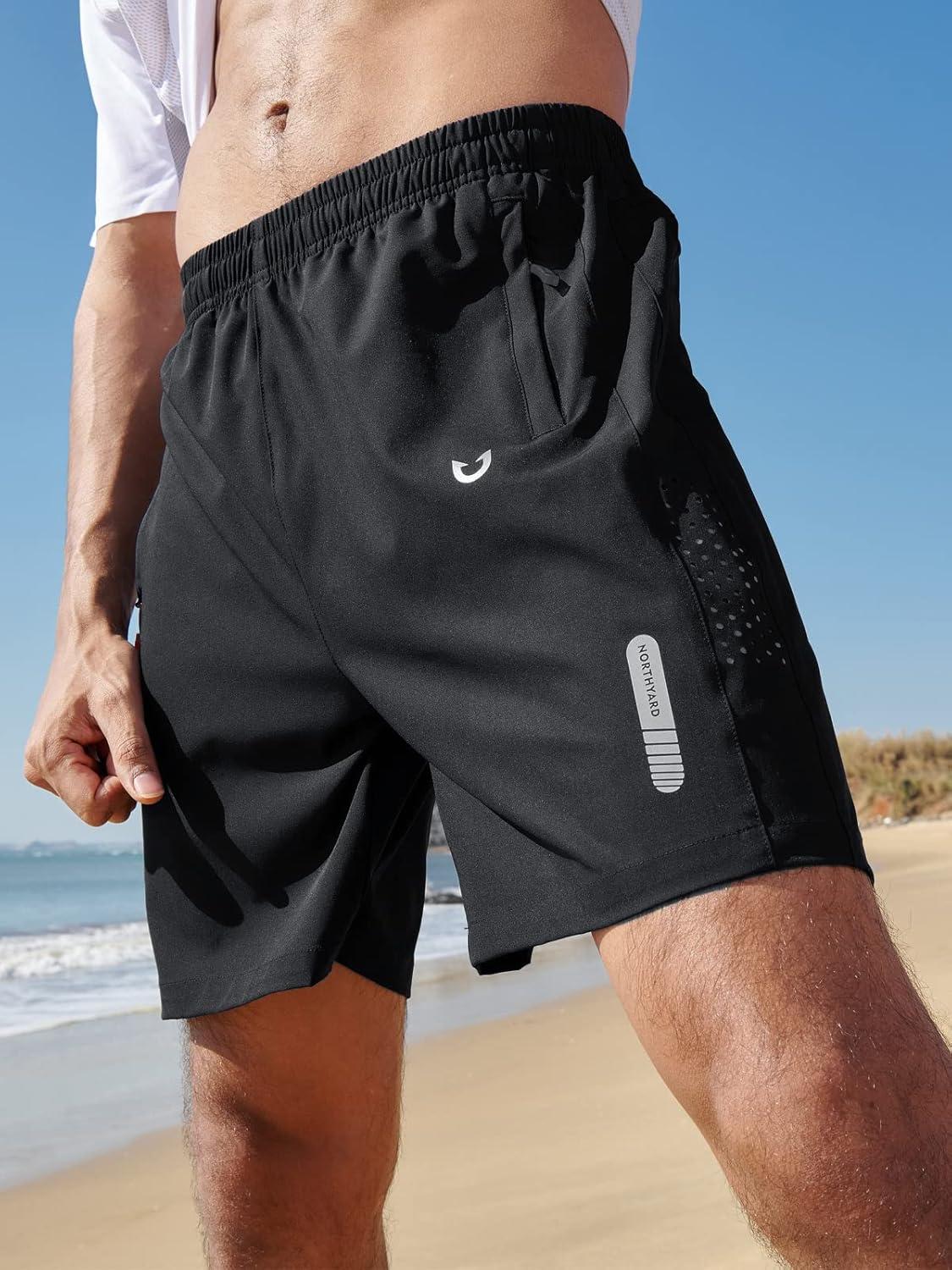imageNORTHYARD Mens Athletic Running Shorts Quick Dry Workout Shorts 7quot 5quot 9quot Lightweight Sports Gym Basketball Tennis HikingBlack