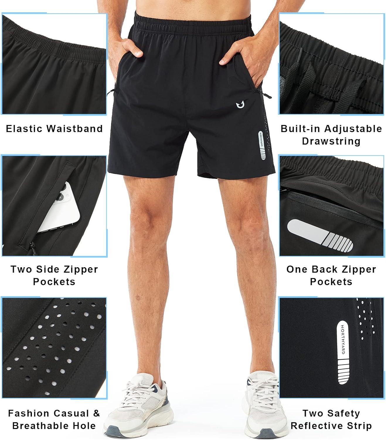 imageNORTHYARD Mens Athletic Running Shorts Quick Dry Workout Shorts 7quot 5quot 9quot Lightweight Sports Gym Basketball Tennis HikingBlack