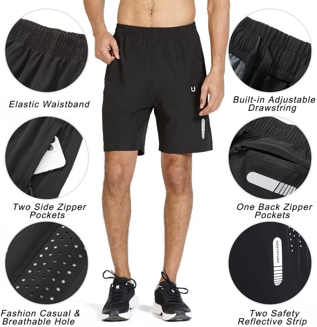 imageNORTHYARD Mens Athletic Running Shorts Quick Dry Workout Shorts 7quot 5quot 9quot Lightweight Sports Gym Basketball Tennis HikingBlack