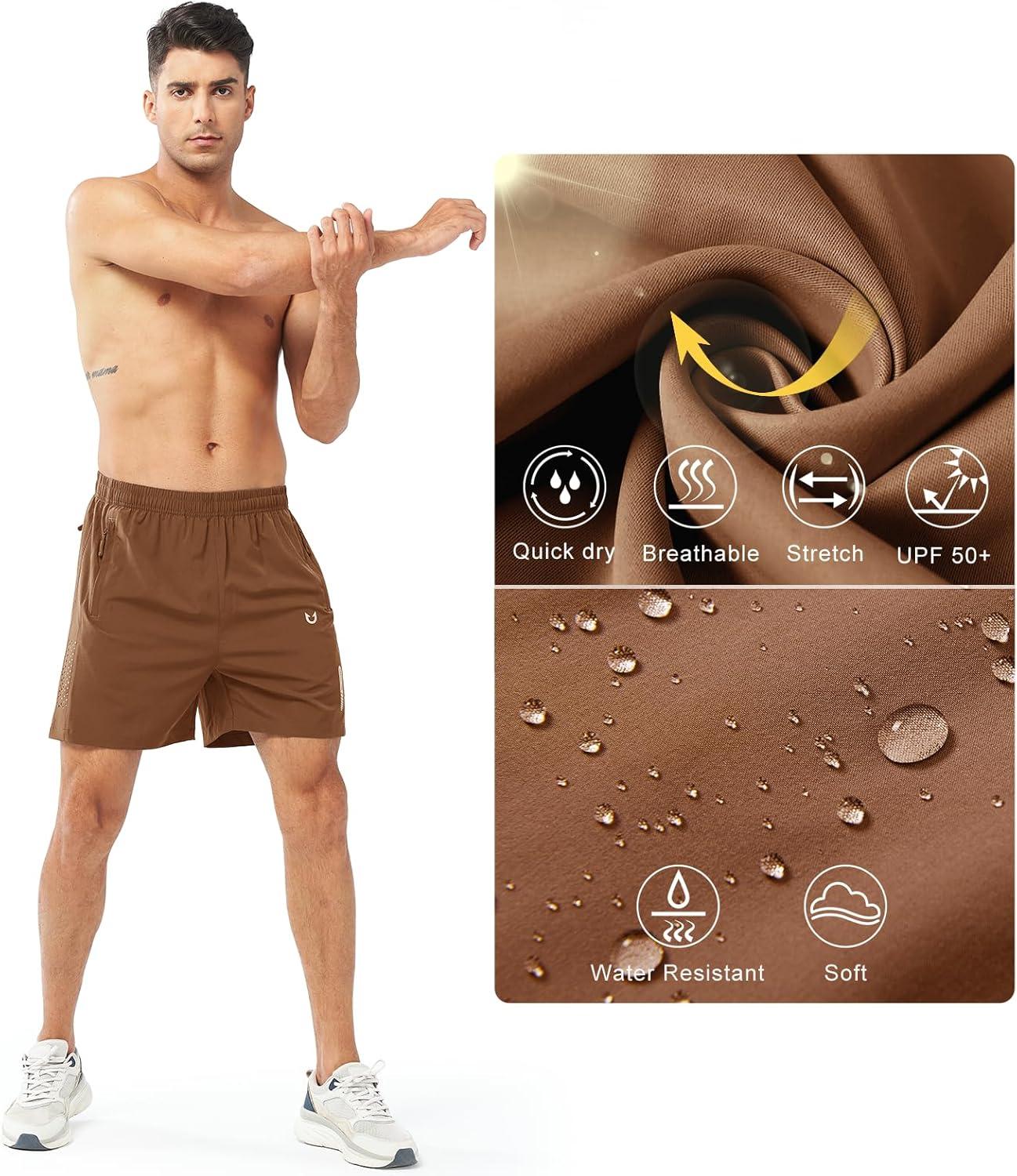 imageNORTHYARD Mens Athletic Running Shorts Quick Dry Workout Shorts 7quot 5quot 9quot Lightweight Sports Gym Basketball Tennis HikingBrown