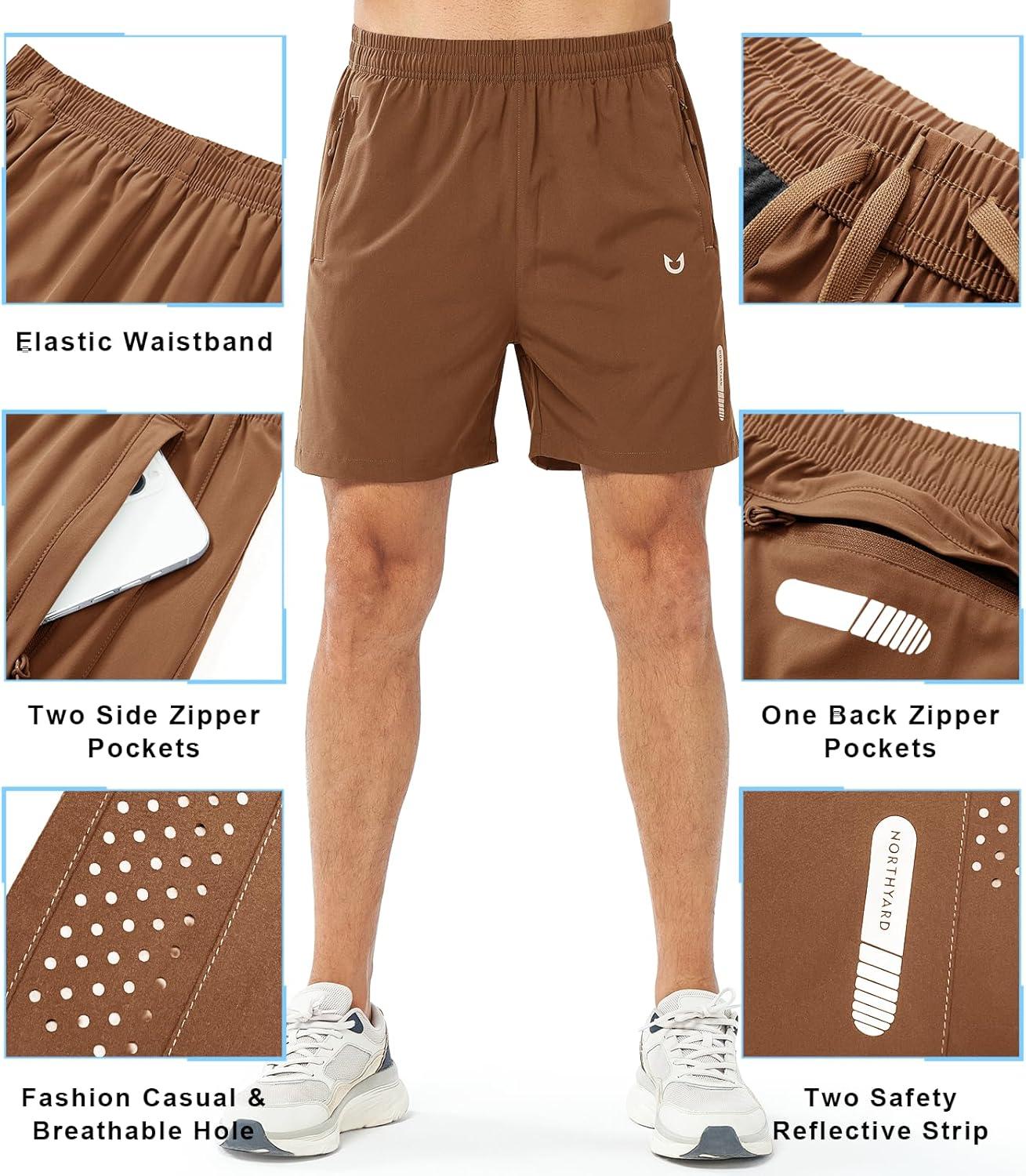 imageNORTHYARD Mens Athletic Running Shorts Quick Dry Workout Shorts 7quot 5quot 9quot Lightweight Sports Gym Basketball Tennis HikingBrown