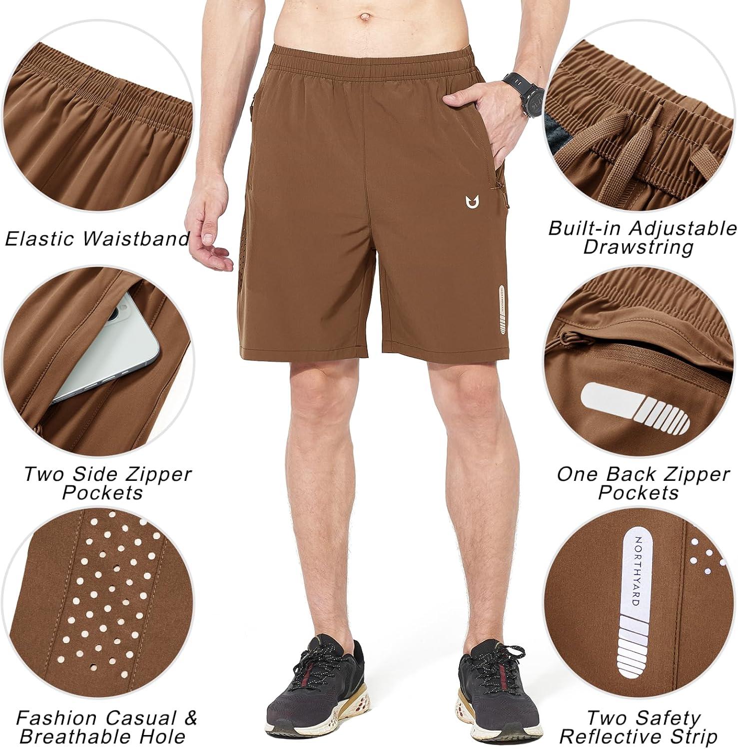 imageNORTHYARD Mens Athletic Running Shorts Quick Dry Workout Shorts 7quot 5quot 9quot Lightweight Sports Gym Basketball Tennis HikingBrown