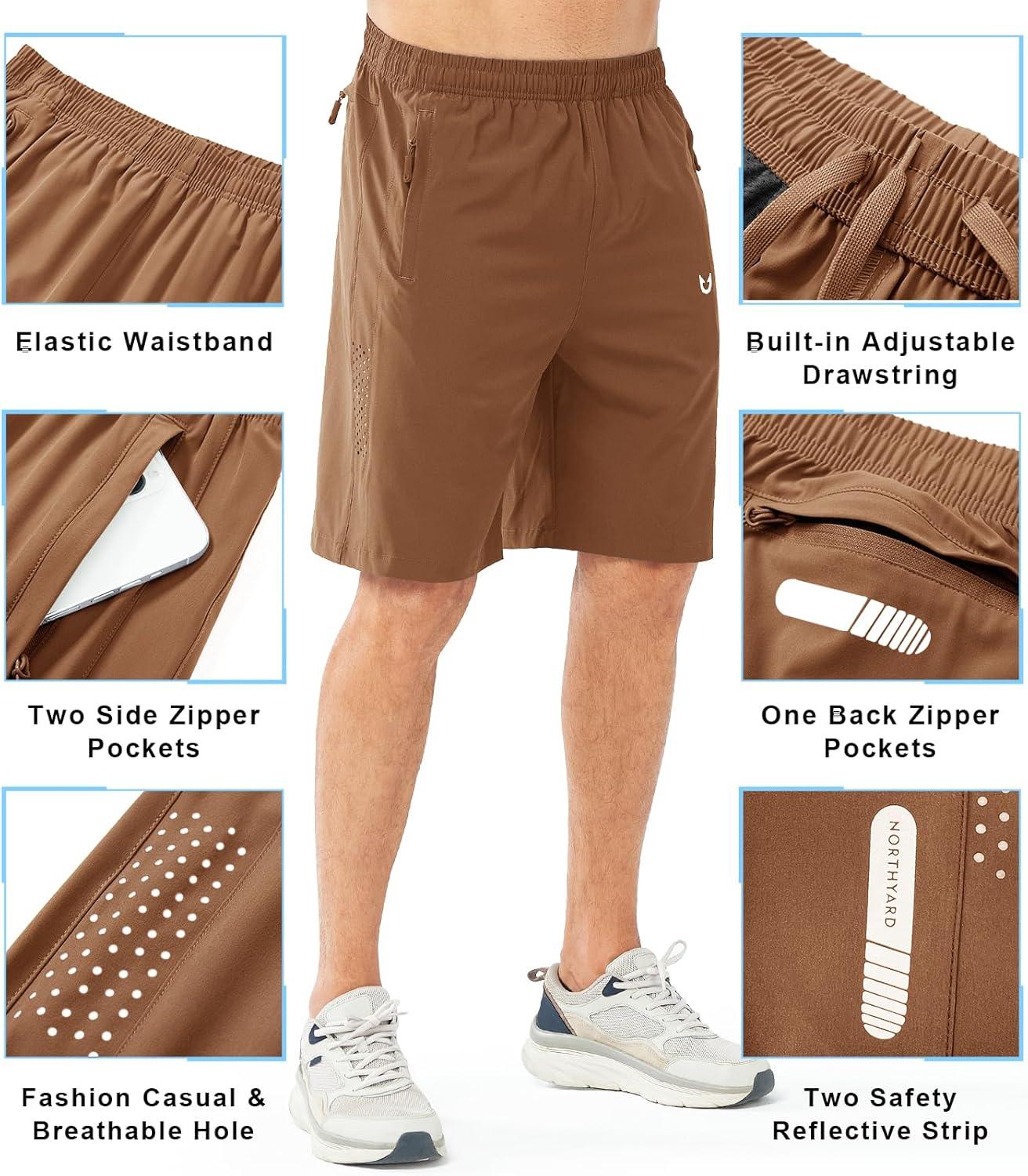 imageNORTHYARD Mens Athletic Running Shorts Quick Dry Workout Shorts 7quot 5quot 9quot Lightweight Sports Gym Basketball Tennis HikingBrown
