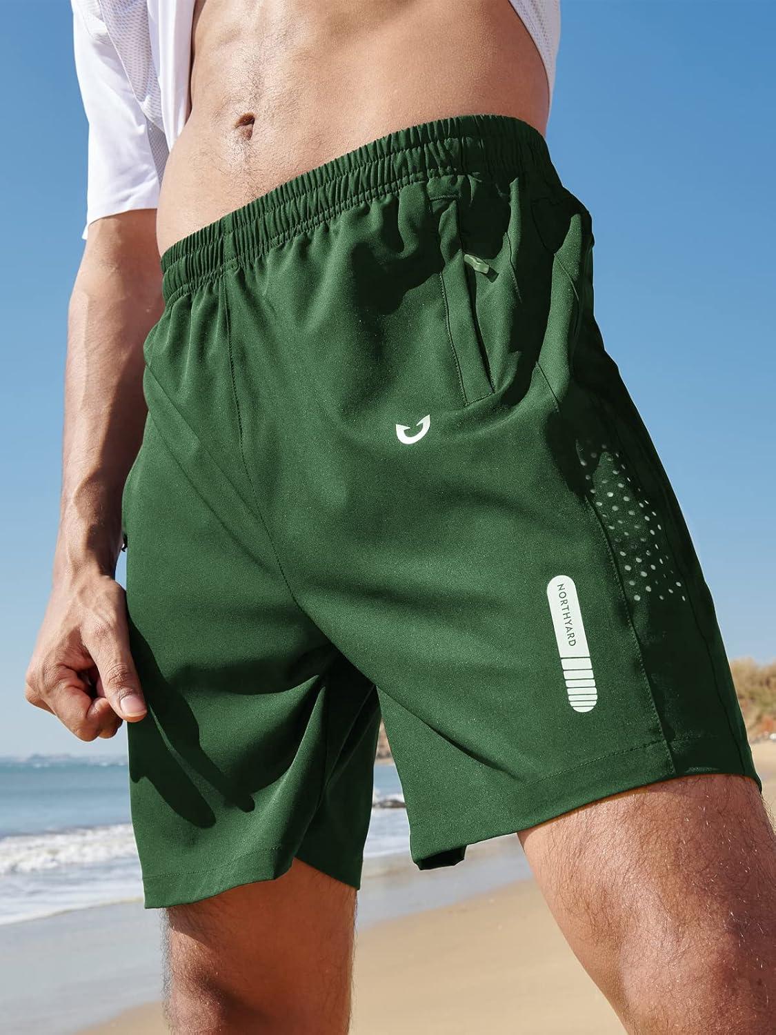 imageNORTHYARD Mens Athletic Running Shorts Quick Dry Workout Shorts 7quot 5quot 9quot Lightweight Sports Gym Basketball Tennis HikingGreen