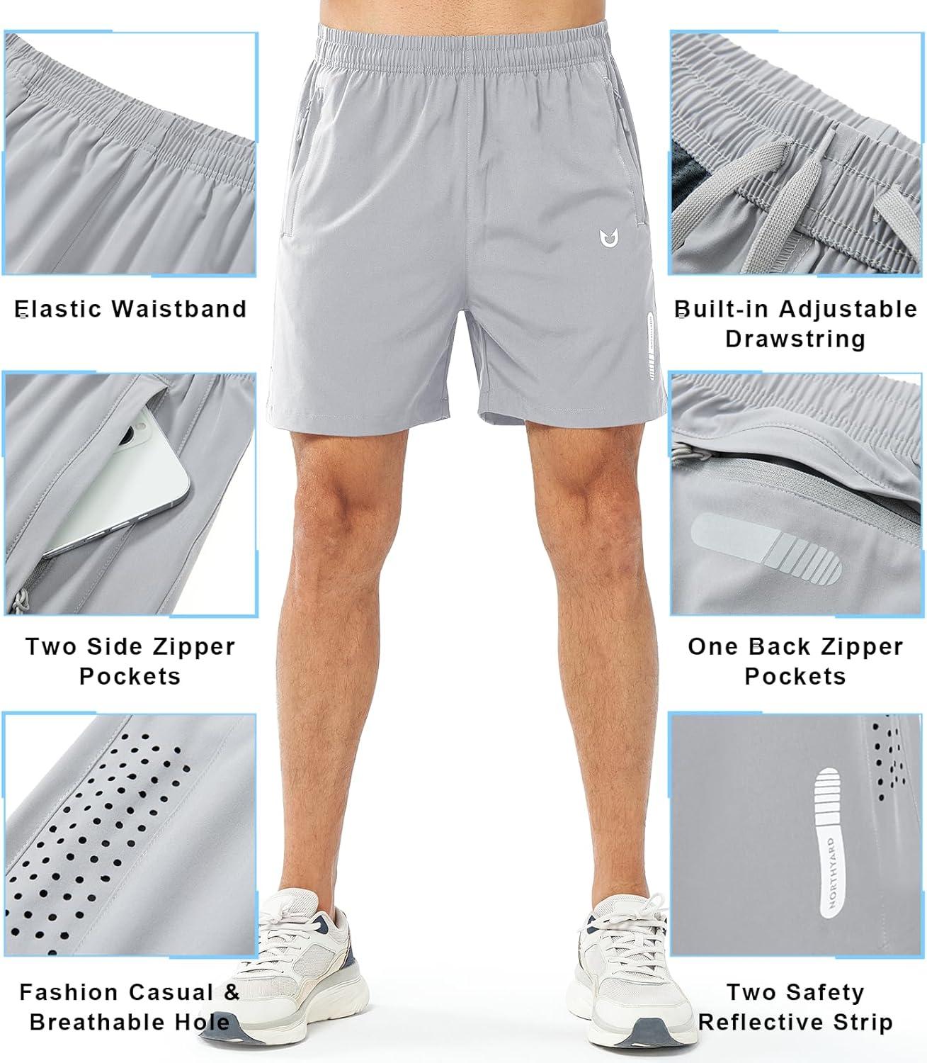 imageNORTHYARD Mens Athletic Running Shorts Quick Dry Workout Shorts 7quot 5quot 9quot Lightweight Sports Gym Basketball Tennis HikingGrey