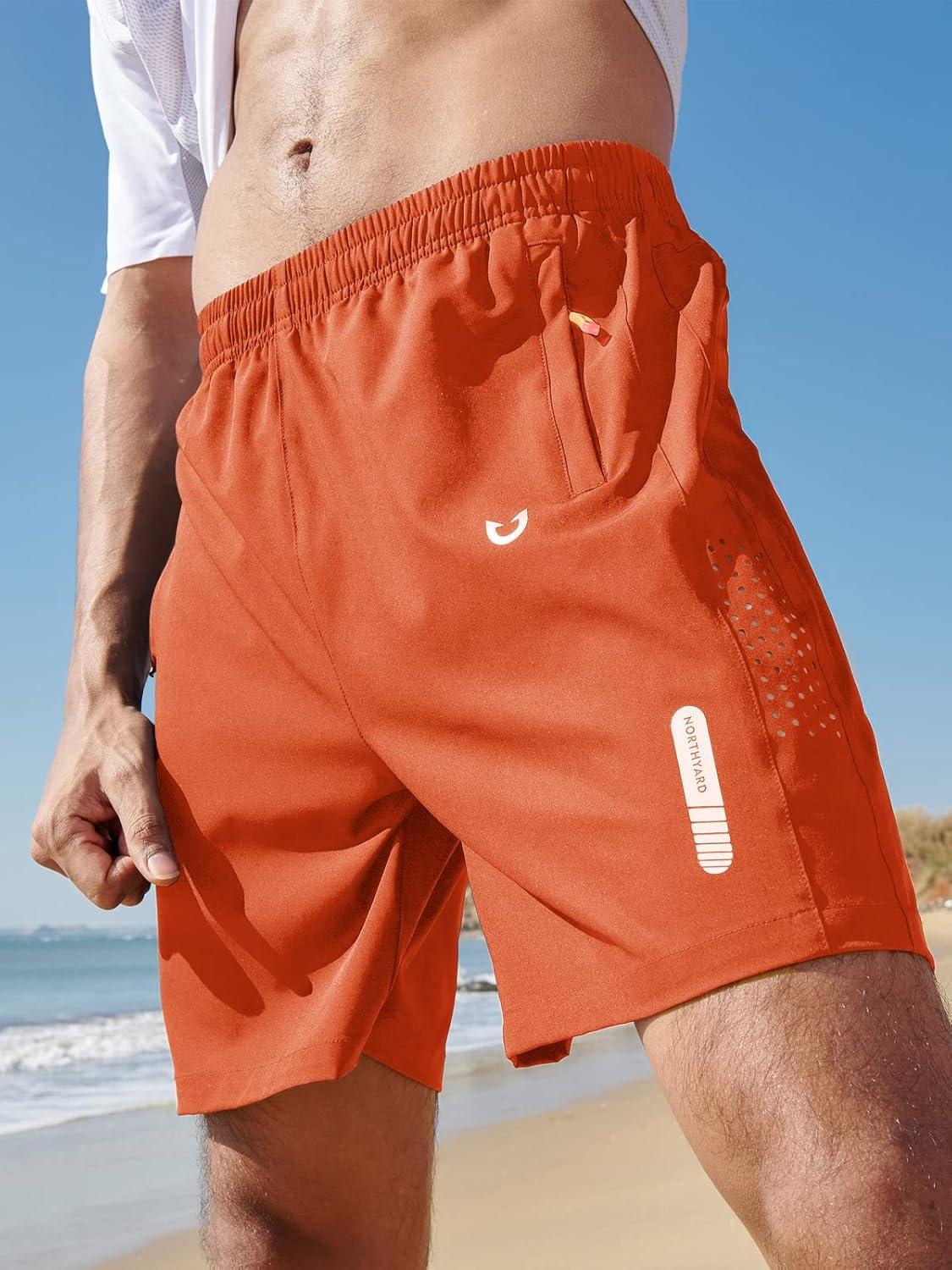 imageNORTHYARD Mens Athletic Running Shorts Quick Dry Workout Shorts 7quot 5quot 9quot Lightweight Sports Gym Basketball Tennis HikingOrange