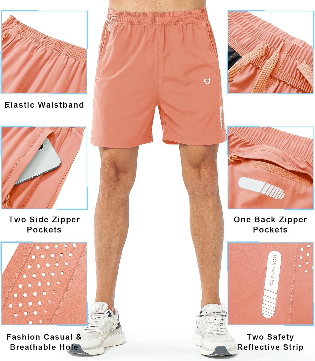 imageNORTHYARD Mens Athletic Running Shorts Quick Dry Workout Shorts 7quot 5quot 9quot Lightweight Sports Gym Basketball Tennis HikingPinkorange