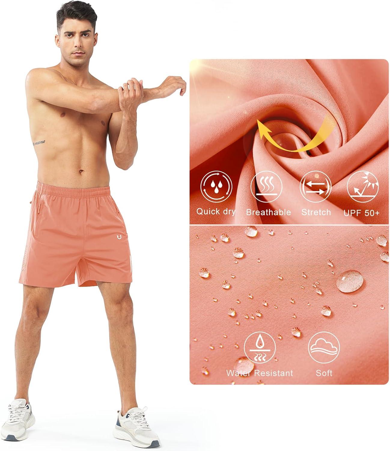 imageNORTHYARD Mens Athletic Running Shorts Quick Dry Workout Shorts 7quot 5quot 9quot Lightweight Sports Gym Basketball Tennis HikingPinkorange