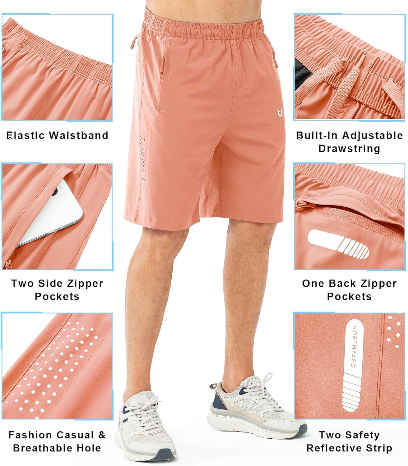 imageNORTHYARD Mens Athletic Running Shorts Quick Dry Workout Shorts 7quot 5quot 9quot Lightweight Sports Gym Basketball Tennis HikingPinkorange
