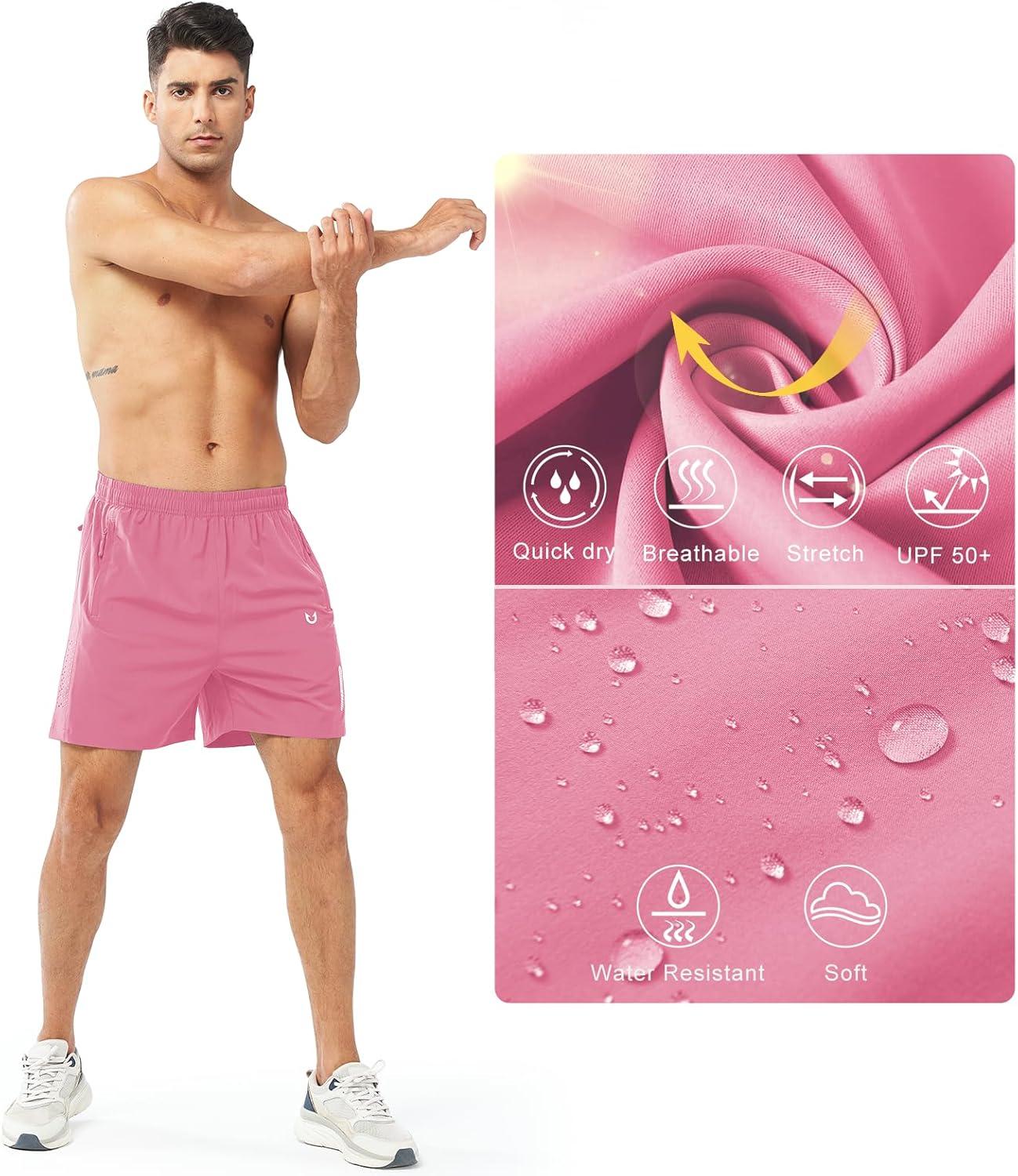 imageNORTHYARD Mens Athletic Running Shorts Quick Dry Workout Shorts 7quot 5quot 9quot Lightweight Sports Gym Basketball Tennis HikingPowderpink